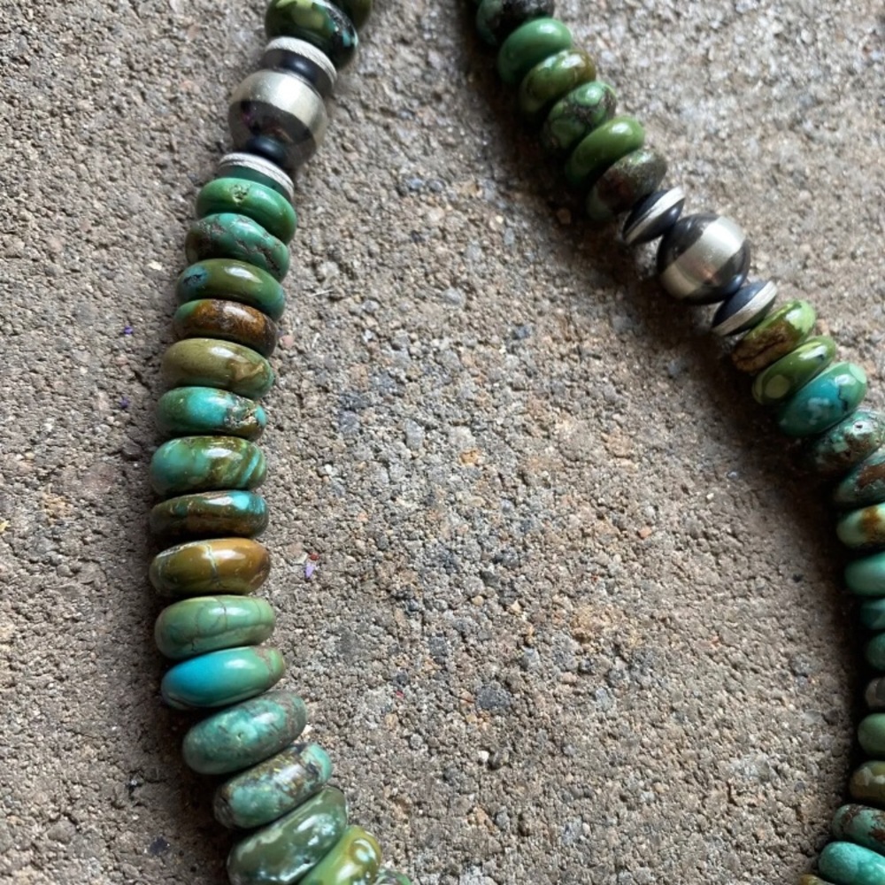 Sterlingsilver Graduatedgreenturquoisebeadnecklace - image 6